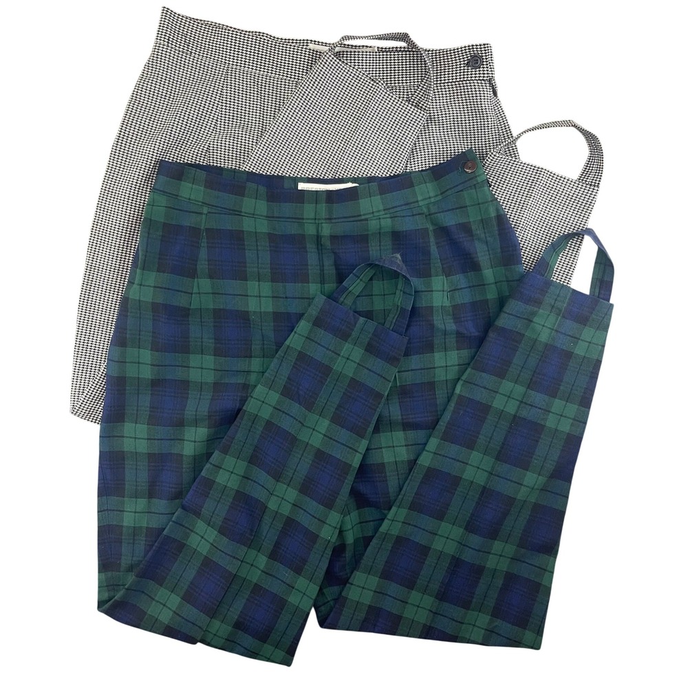 Vintage 90s Preston & York Stirrup Pants Bundle Womens M Plaid Houndstooth Retro